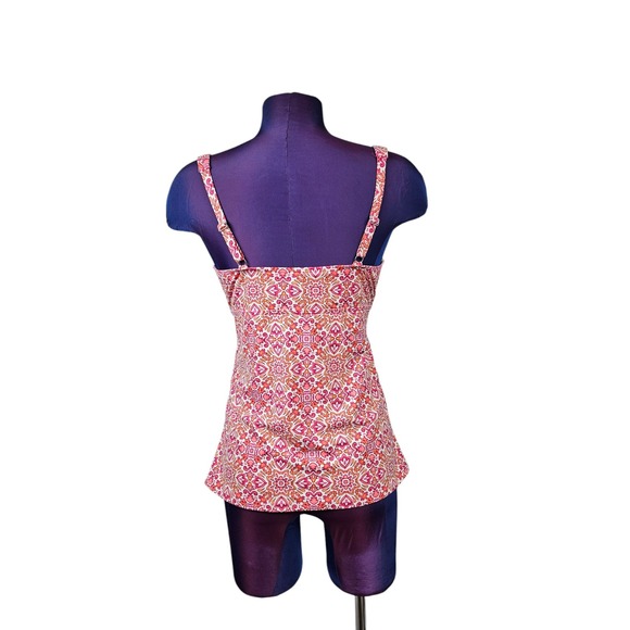 Lands' End Pink & Orange Shirred Tankini Top Size 6L Women's Swim Suit N37 - Picture 4 of 8